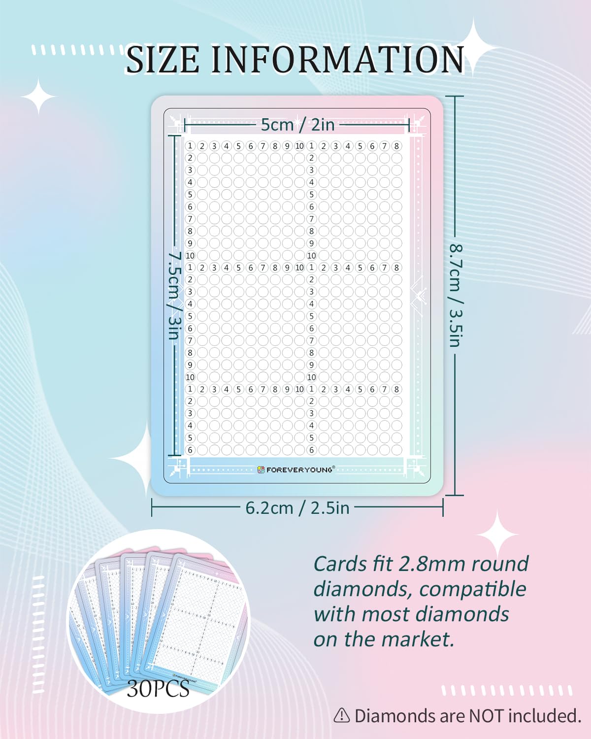 ForeverYoung Freestyle Mini Diamond Art Cards, No Pattern–Square, No Drills