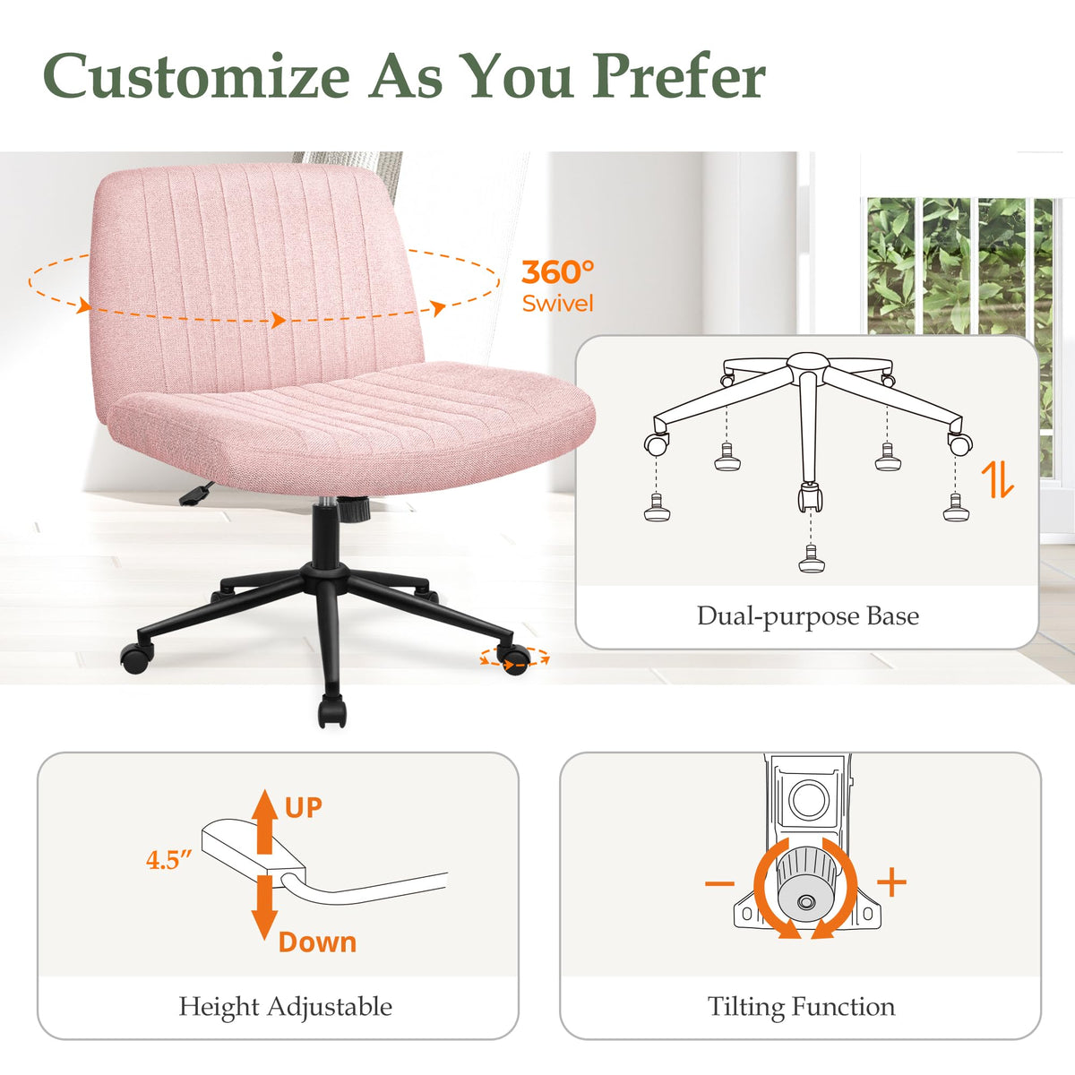 Orange Factory Wide Criss-Cross Study Chair (Multiple Styles)
