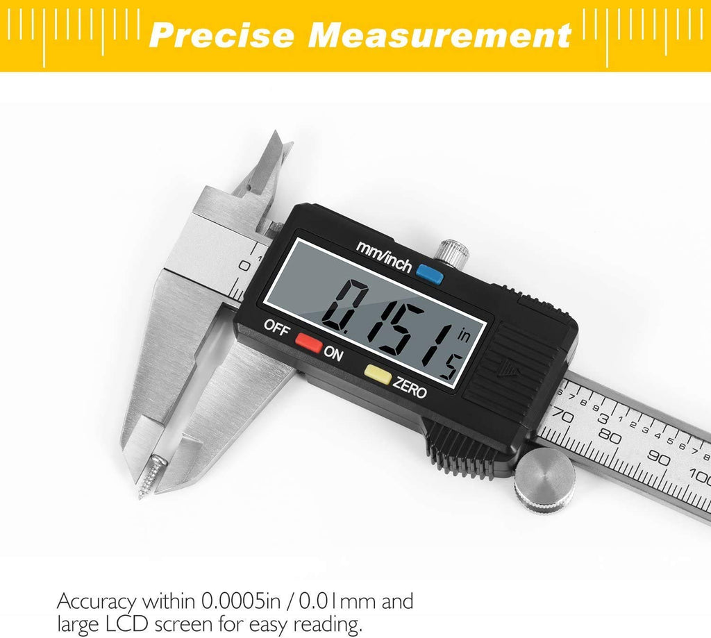 Digital Caliper, Adoric Calipers 0-6 Inch, Inch/mm Conversion, Large LCD