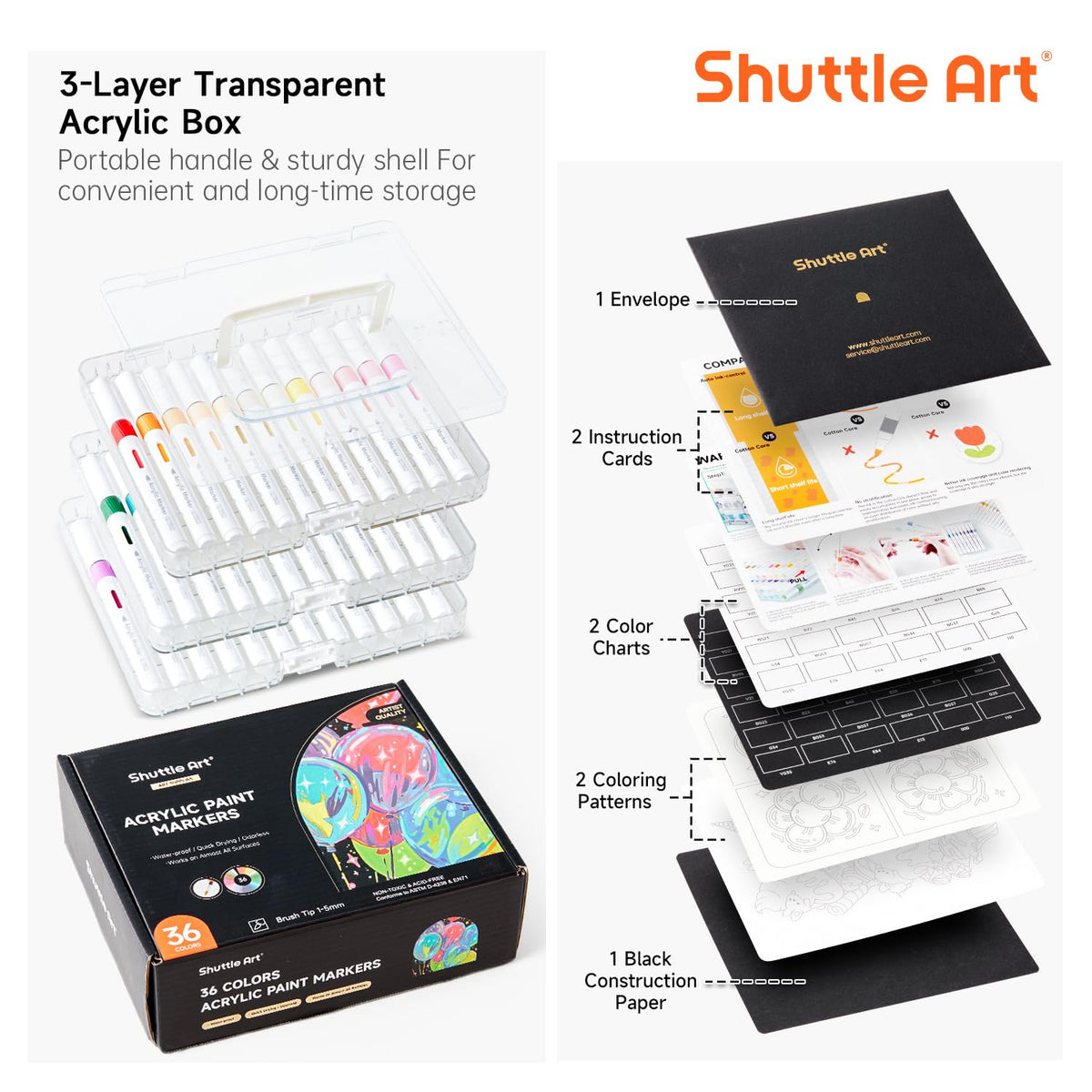 Shuttle Art 96 Colors Dual Tone Refillable Acrylic Markers with 100 Refills