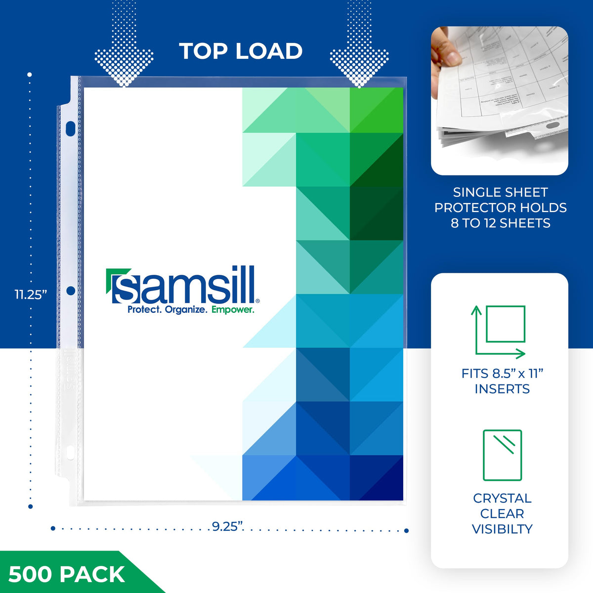 Samsill 200 Pack Heavy Duty Sheet Protectors, Non-Glare, 8.5x11 Inch Page Protectors for 3 Ring Binder, Letter Size Protectors, Reinforced Holes, Non-Glare Protector, Top Loading, Acid Free
