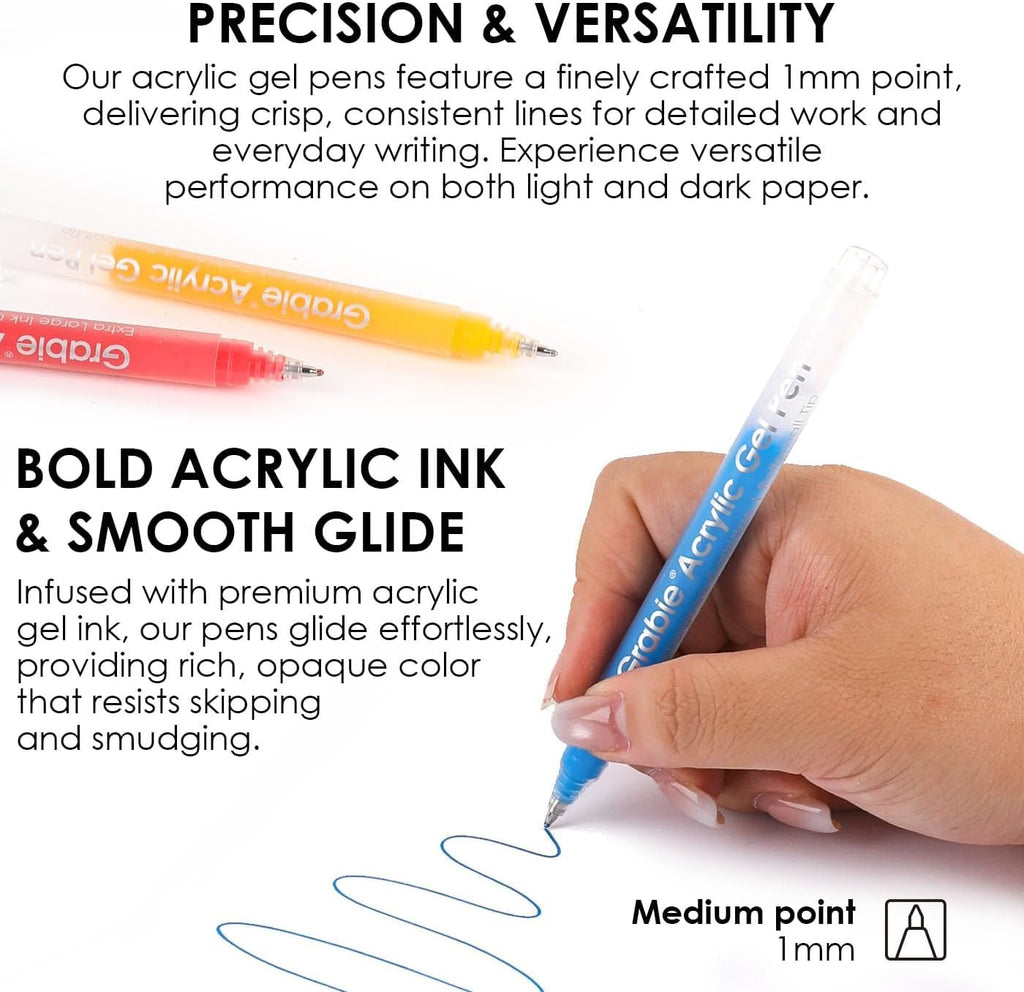 Grabie Acrylic Gel Pens Coloring Kit with Book, Pack of 12 Ocean Colors