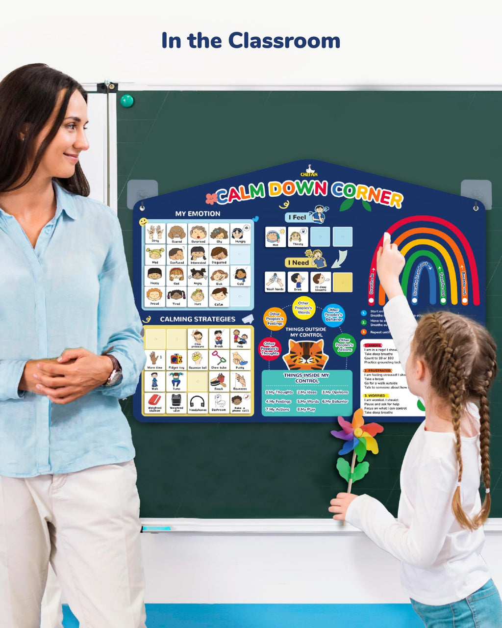 CHEFAN Feelings Chart for Kids, Calm Down Corner & SEL Classroom Tool