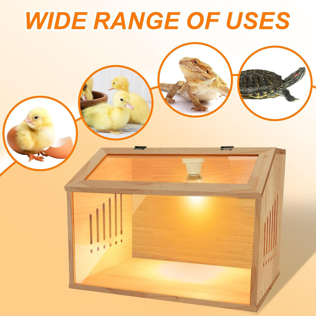 Brooder Box for Chicks，Indoor Smart Wooden Poultry Brooder with Heater, Suitable for 5-7 Newborn Chicks, Ducks, Quail, etc.（12 * 12 * 15.7inch）