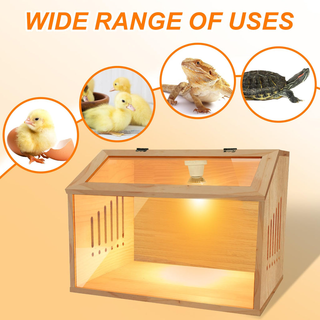Brooder Box for Chicks，Indoor Smart Wooden Poultry Brooder with Heater, Suitable for 5-7 Newborn Chicks, Ducks, Quail, etc.（12 * 12 * 15.7inch）