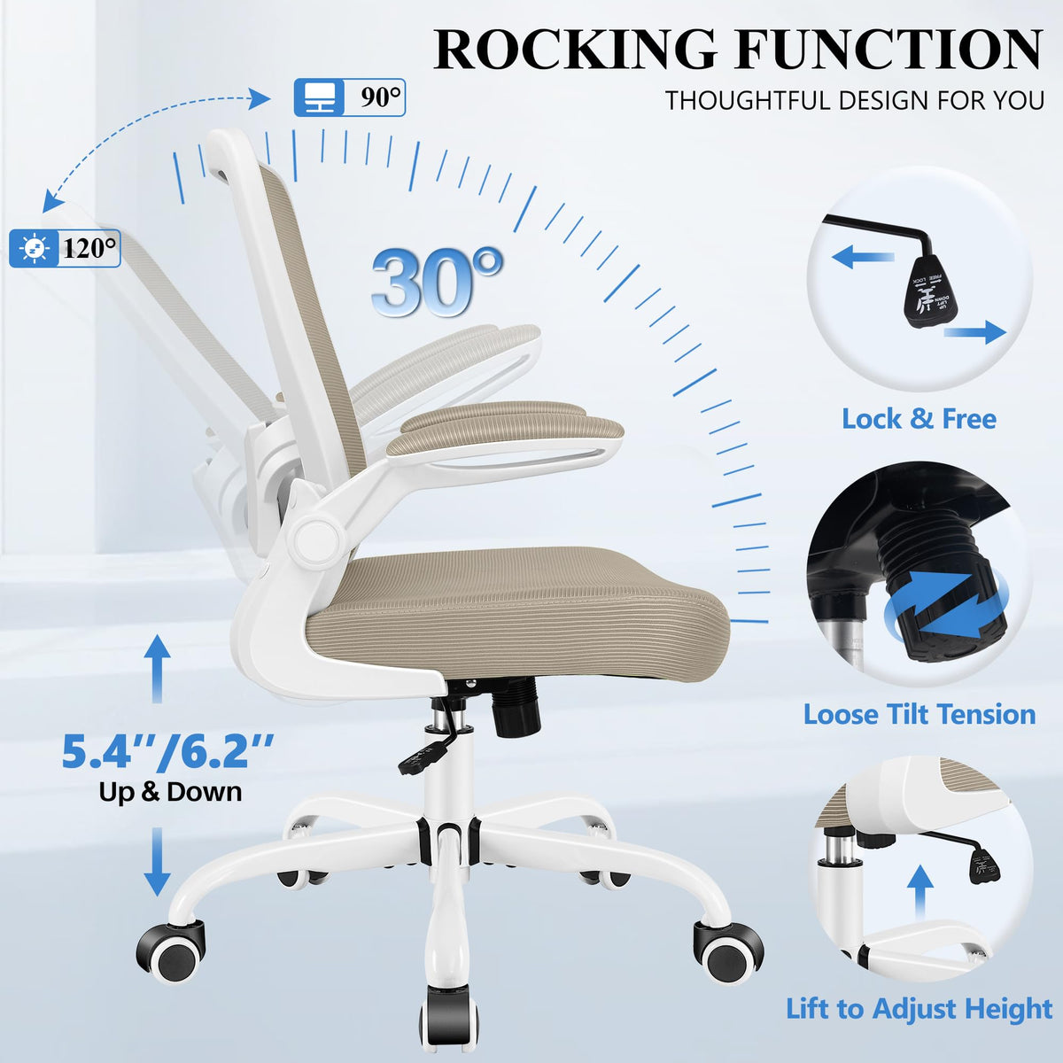 FelixKing Office Chair, Ergonomic Desk Chair Breathable Mesh Chairs Adjustable High Back Lumbar Support Flip-up Armrests, Executive Rolling Swivel Comfy Computer Chairs Home Office Black