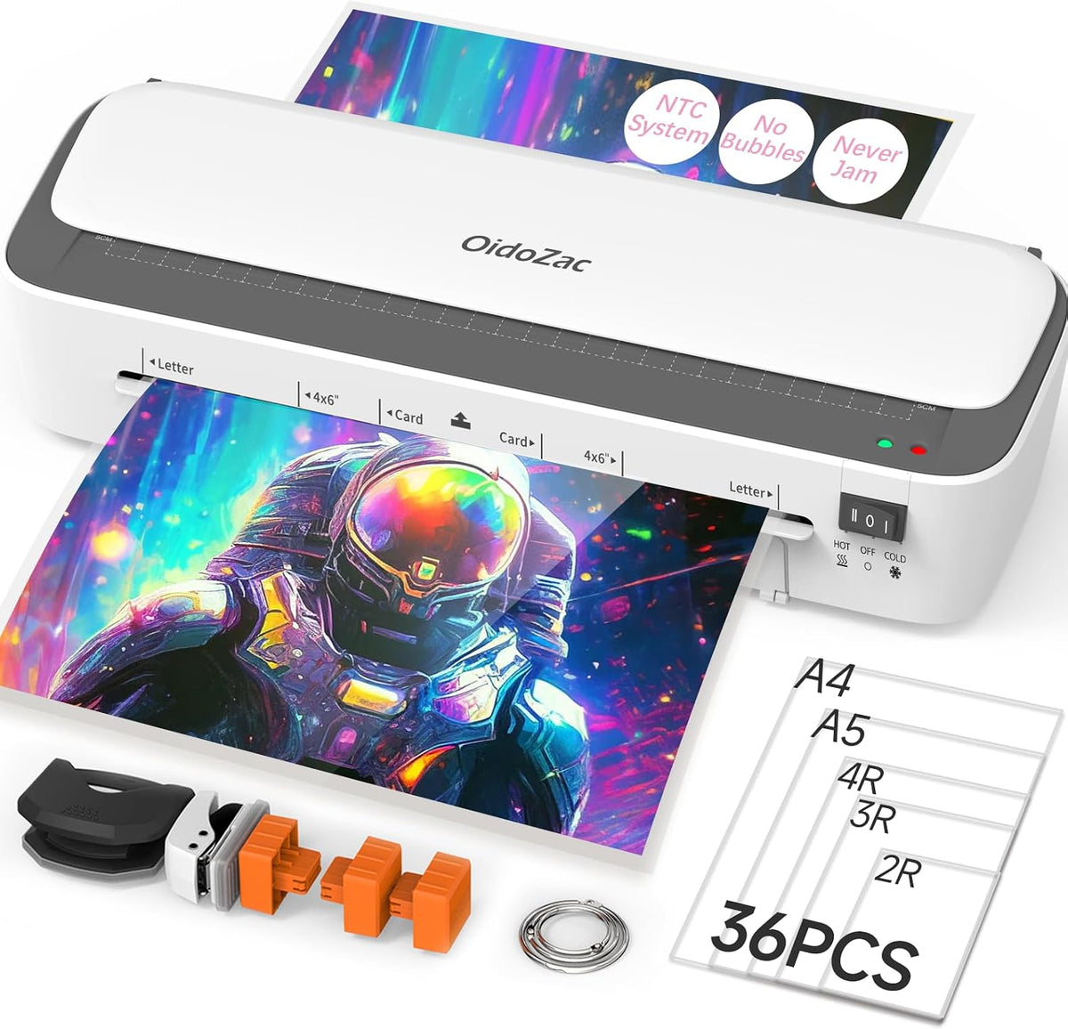 OidoZac: 9" 11-in-1 Laminator with Never-Jam Technology & 36 Sheets