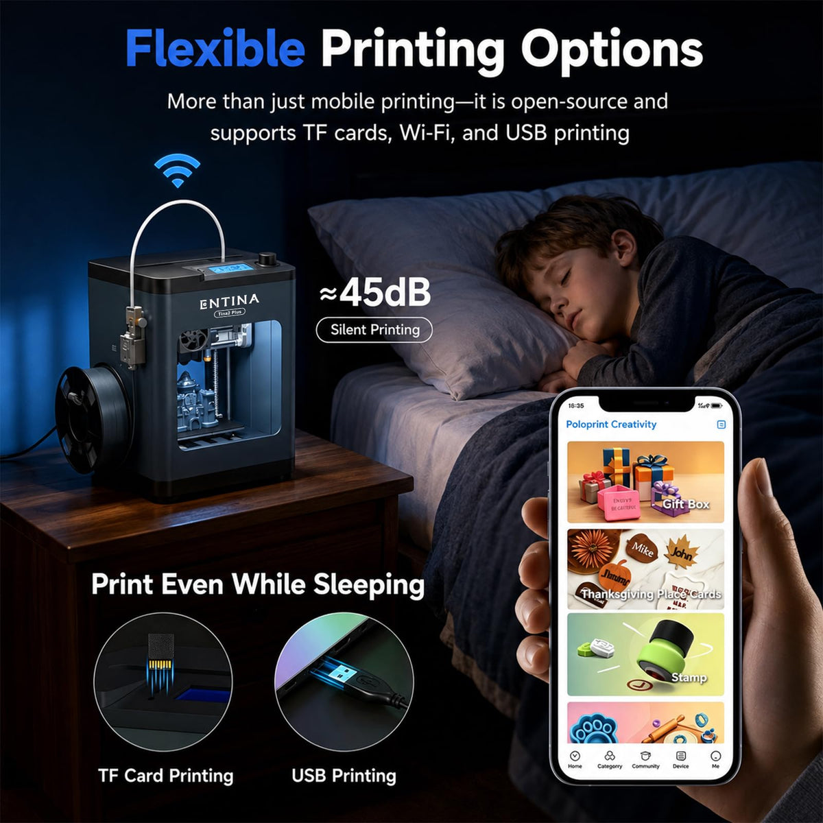 Entina Tina2C 3D Printer for Beginners, Fully Assembled Starter Mini 3D Printer, Start in 8 Mins, App & WiFi Control, Auto Leveling, 3500+ Model Library, 25+ Creative DIY Modules for STEM, Home
