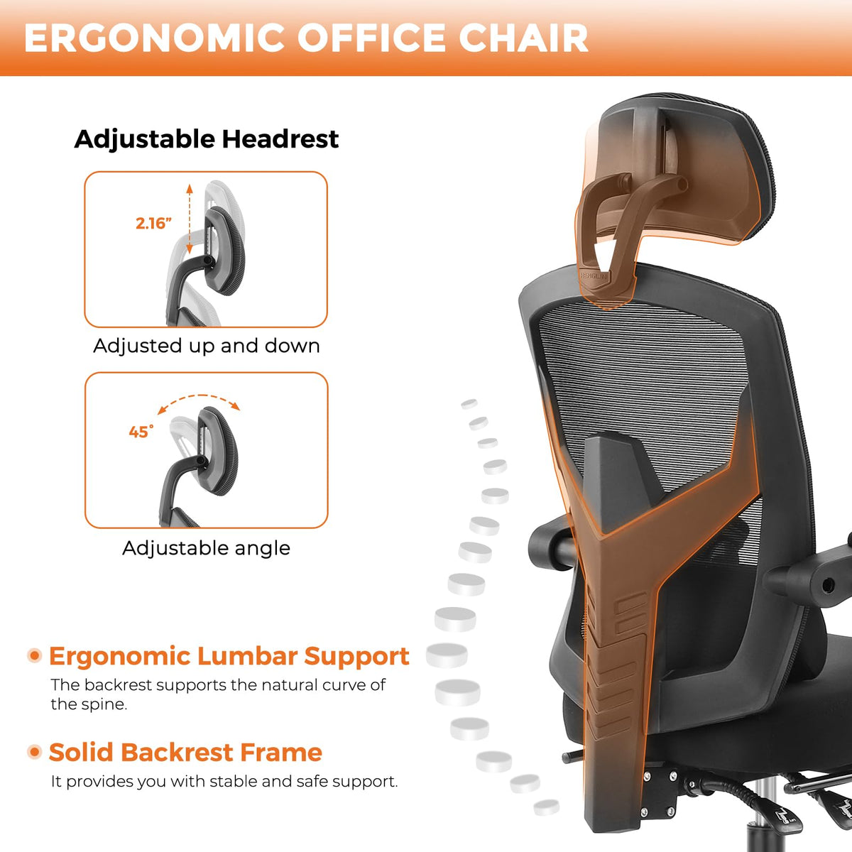 Sweetcrispy Ergonomic Office Desk Chair, Swivel Computer Chair