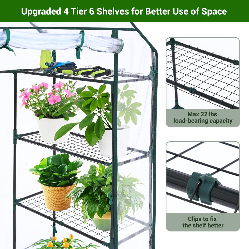 Ohuhu Plastic Greenhouse with 3–4 Tiers, Up to 22.56 Sq Ft
