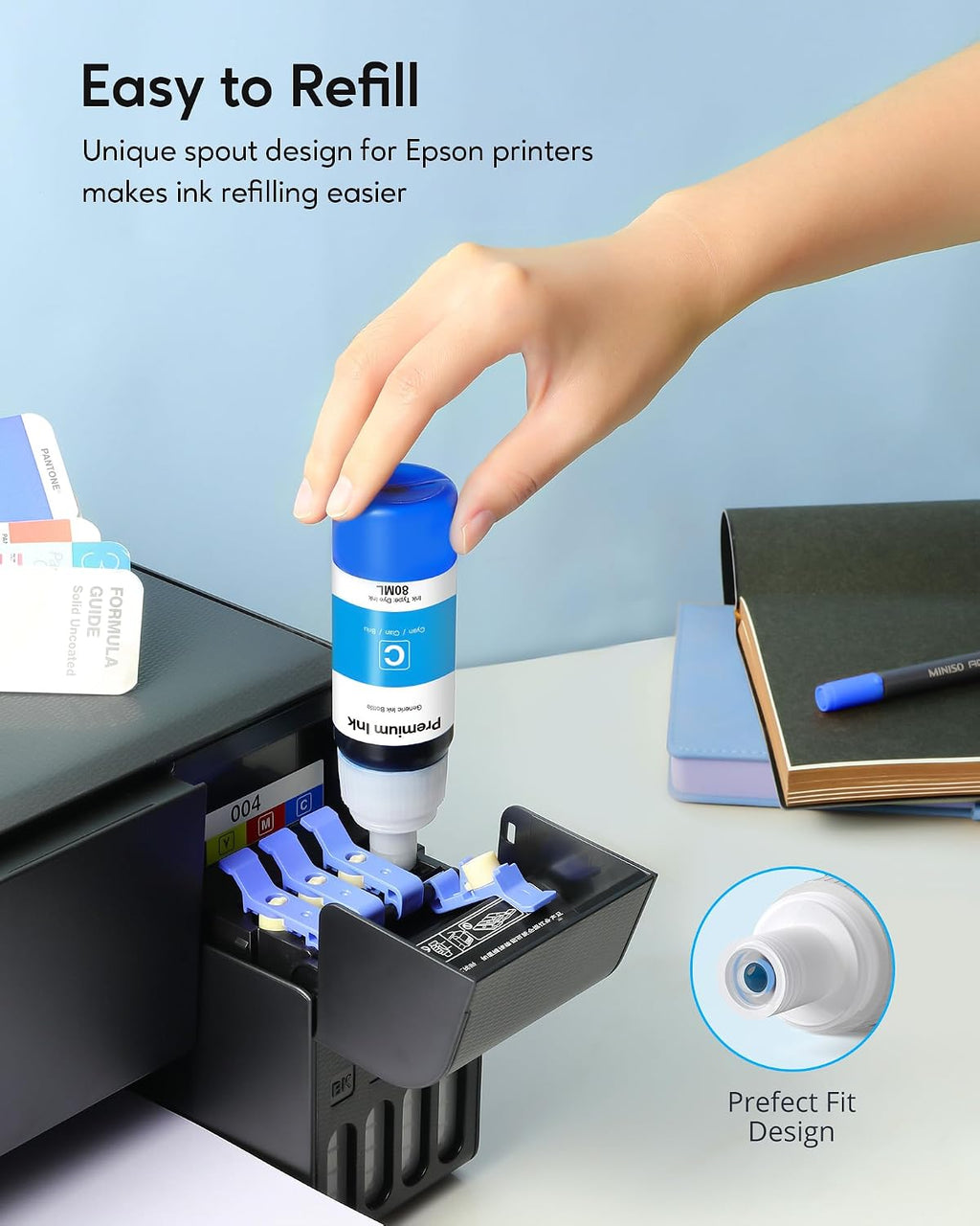 CEEBOO Compatible Ink Bottle Replacement for Epson 502 (Not Sublimation Ink), Use for ET-2850 ET-3830 ET-3850 ET-2760 ET-3760 ET-15000 printer, 2 Black,Cyan,Magenta,Yellow, High Capacity 5 Bottles