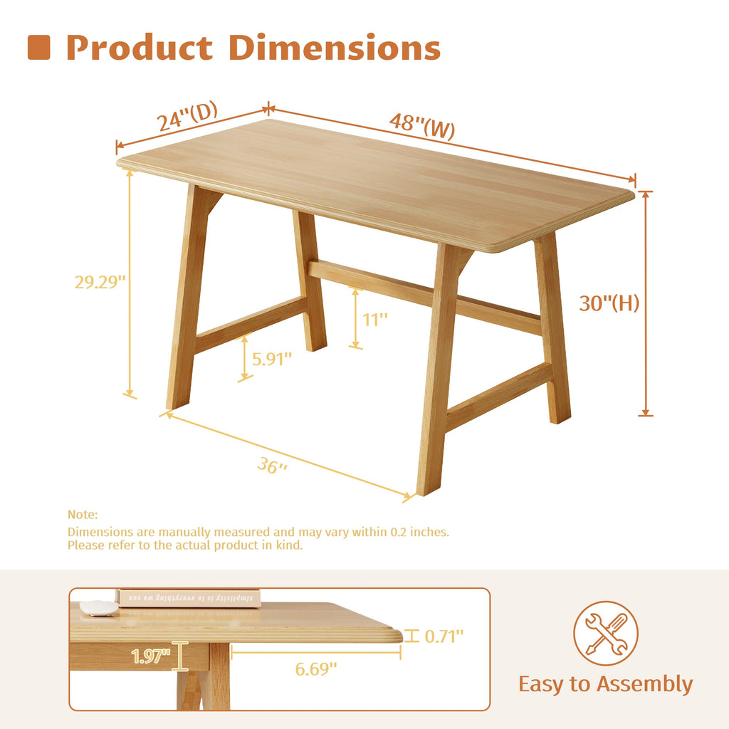 IOTXY Solid Wood Writing Table - 60" W Minimalist PC Computer Desk, Oak
