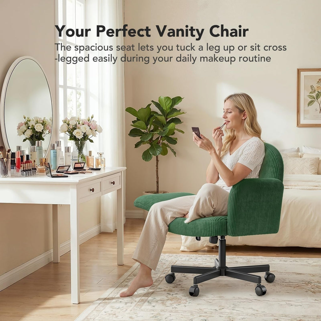 HUANUO Criss Cross Office Chair for Girls with Adjustable Armrests, White