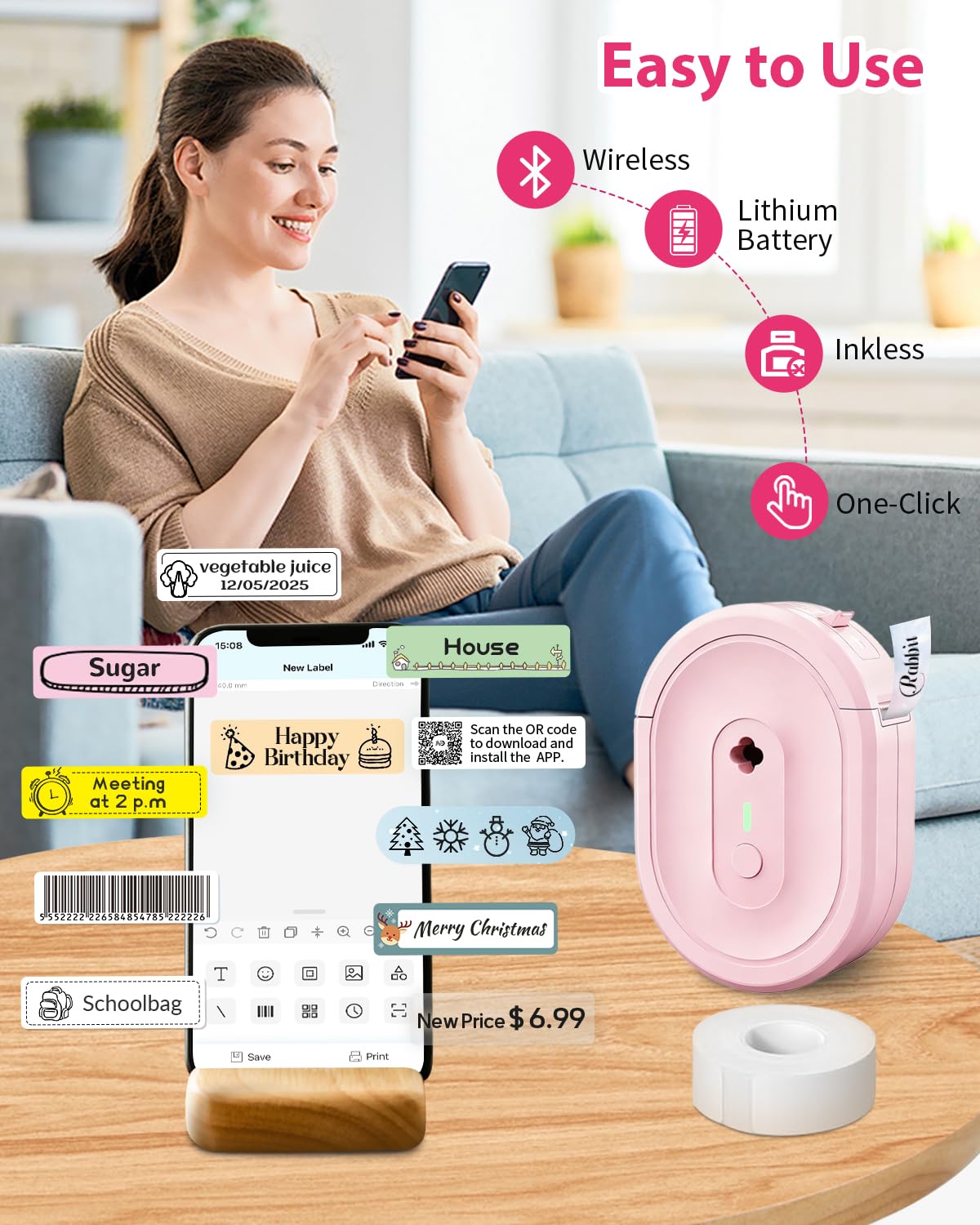 NDYIN Label Maker N12 Bluetooth Thermal Label Printer