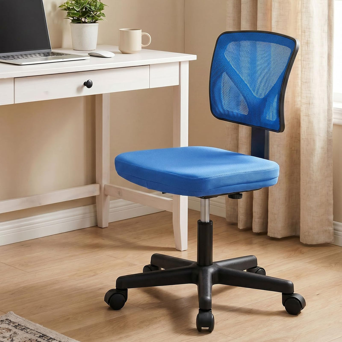 Sweetcrispy Small Armless Desk Chair, Mesh Rolling Office Chairs