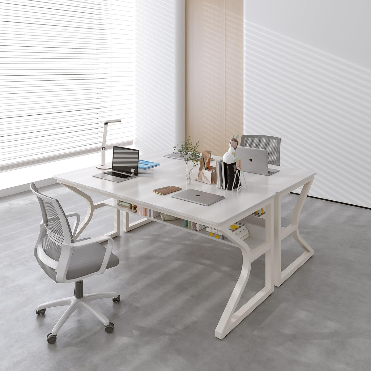 OSCHF 63-Inch Two-Student Desk with Storage Shelf