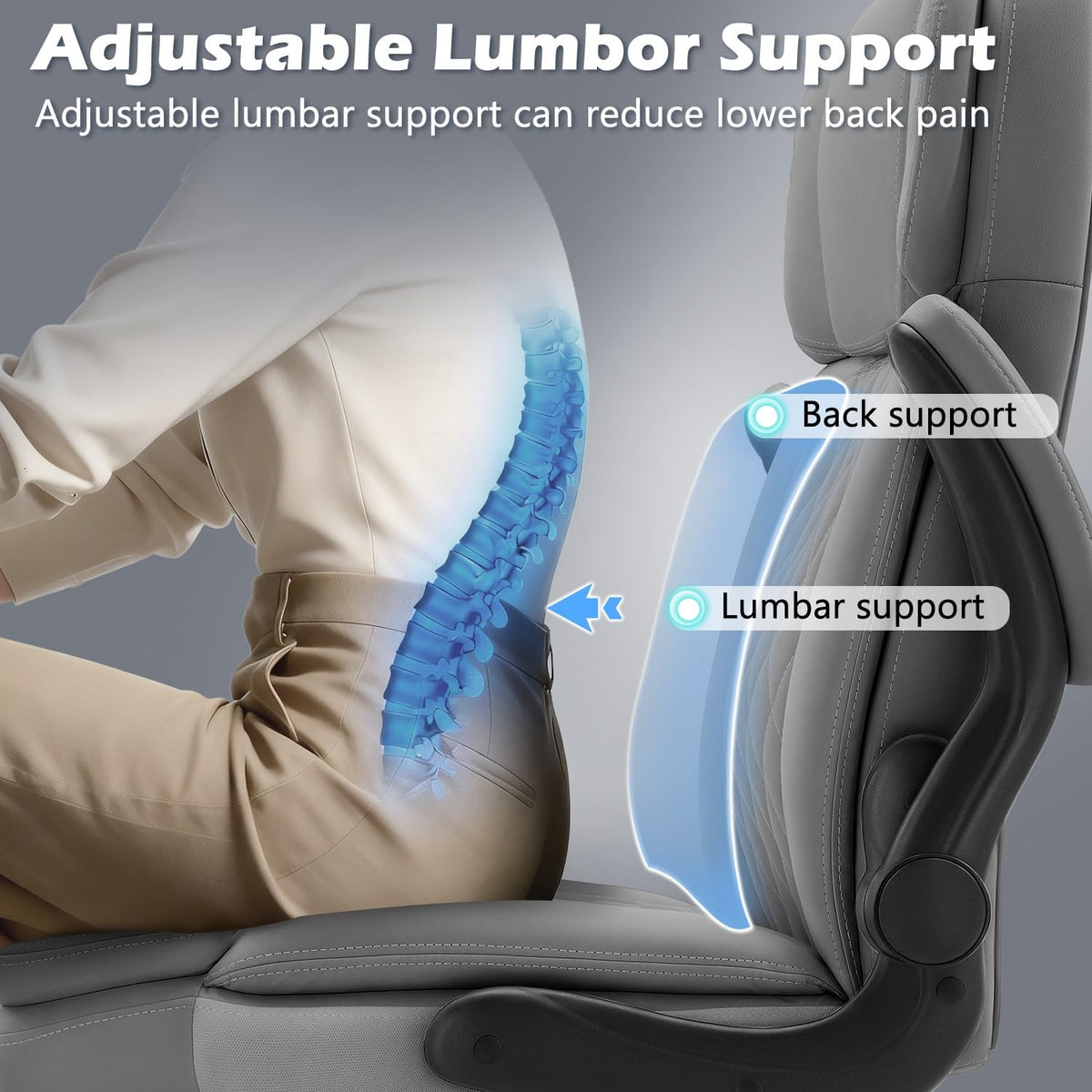450LBS Big and Tall Executive Office Chair with Flip up Arm, Heavy Duty PU Leather Computer Desk Chair,Comfortable High Back Swivel Home Office Chair with Rolling for Adults,Spring Cushion,Metal Base