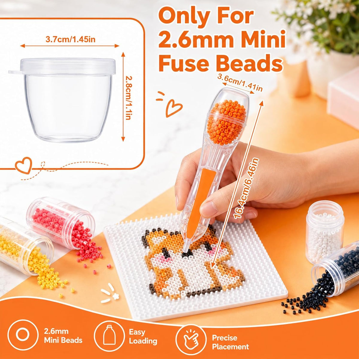 cobee Fuse Bead Pen with 4 Bottles, 2.6mm Mini Fuse Beads Dispenser Tool