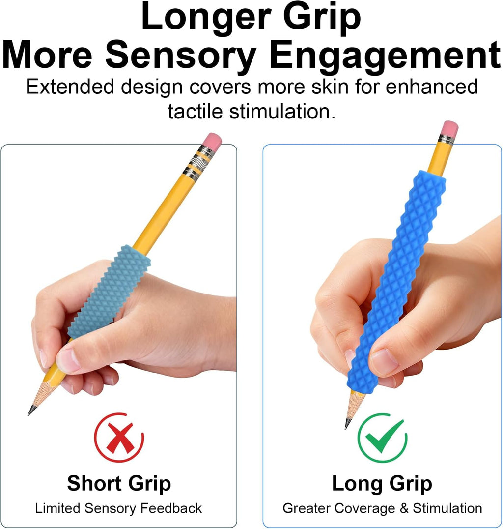 Sensory Pencil Grips for Kids & Adults, 4 Pack Textured ADHD Fidget Tools