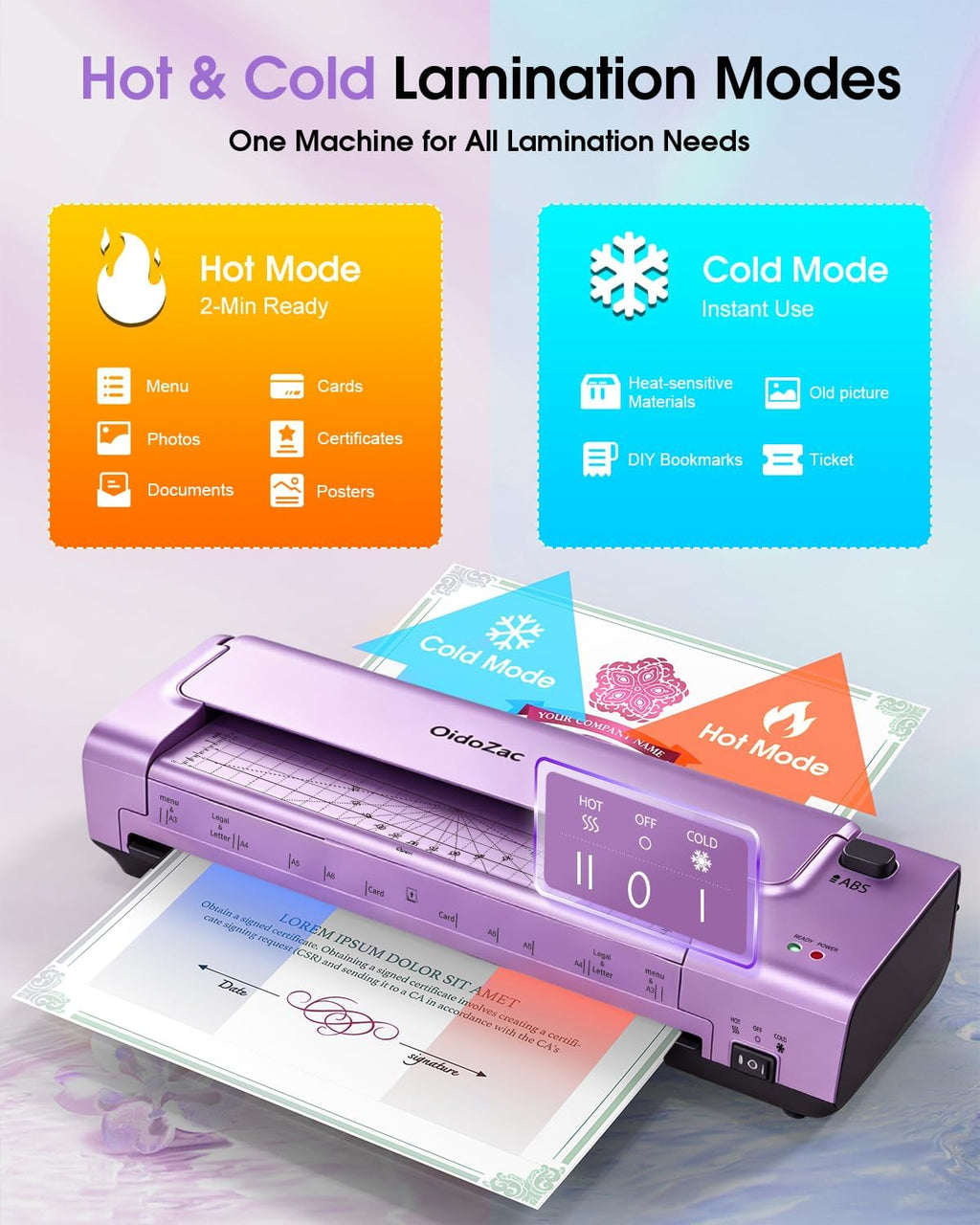 Laminator Machine 13 Inch, Mica Heating Dual Roller for Professional Lamination, 11x17 Personal Laminator with Laminating Pouches for Teachers, Hot & Cold Thermal Laminate for Home, Office
