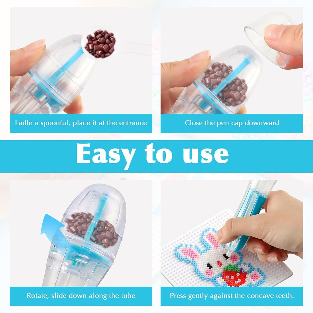 2.6mm Fuse Bead Pen with Automatic Dispenser - 2 Pieces High Capacity & Transparent Fuse Bead Dispenser Perler Bead Tools No Jams for Holiday Home DIY Parent-Child Interaction and Kid's Crafts Boosts