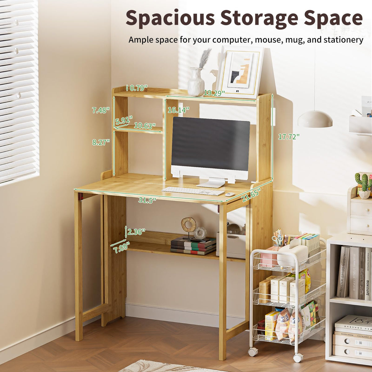 Dezyfurni Bamboo Folding Student Desk with Storage