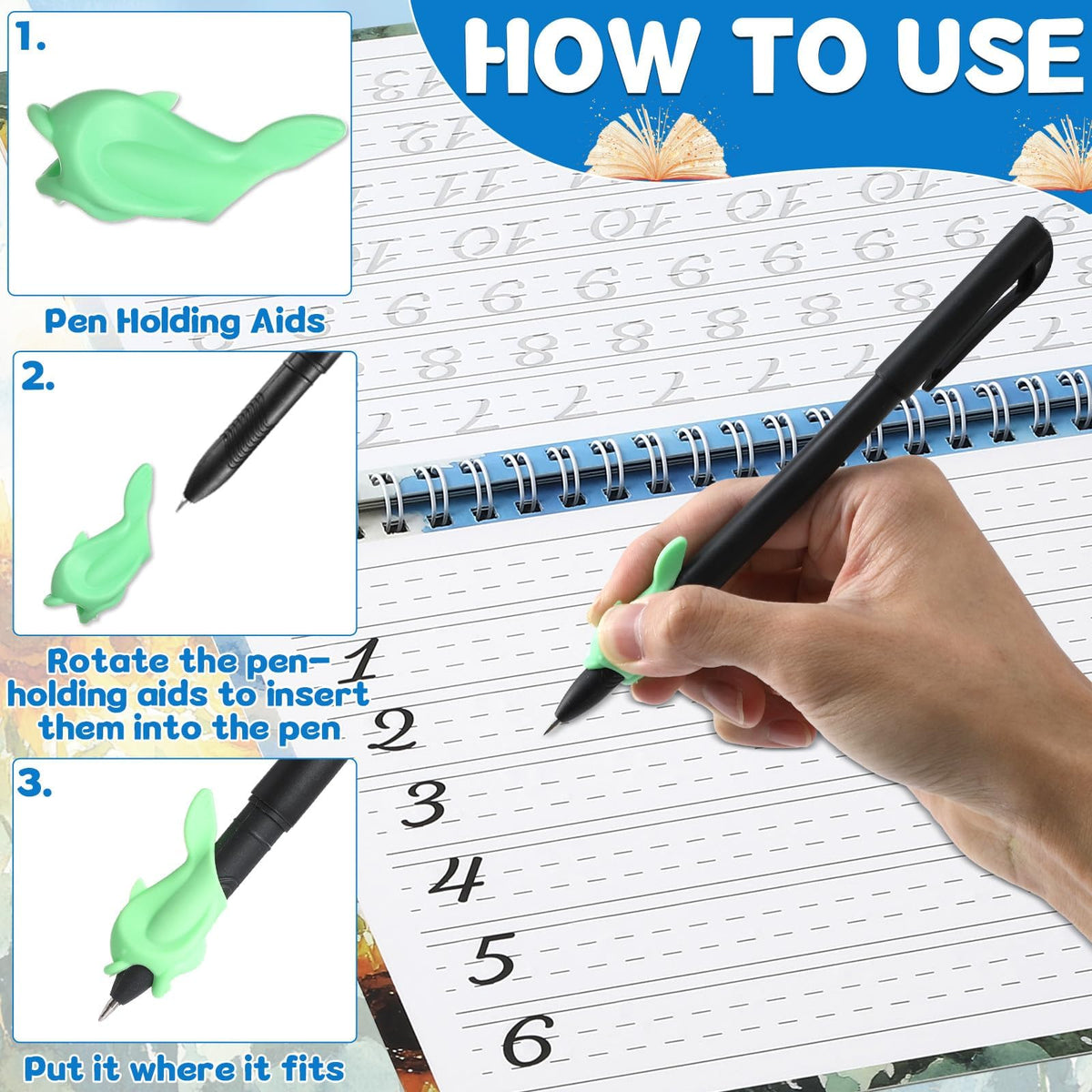 Grooved Cursive Handwriting Workbook Magic Reusable Grooved Cursive Handwriting Practice Guided Tracing with Disappearing Ink Pens for Beginners Kids Learning Activities Supplies (Letters)