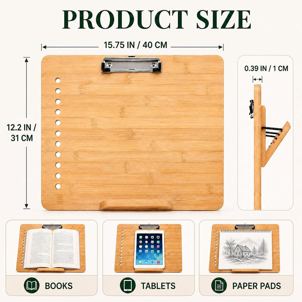 Nuanchu 1 Pcs Adjustable Slant Board for Writing with 4 Angles, 16x12 Inch