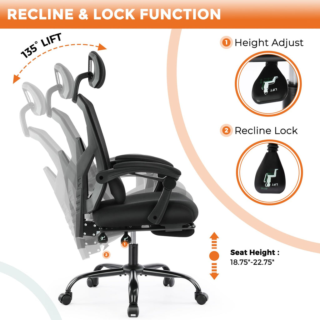 Sweetcrispy Ergonomic Office Desk Chair, Swivel Computer Chair