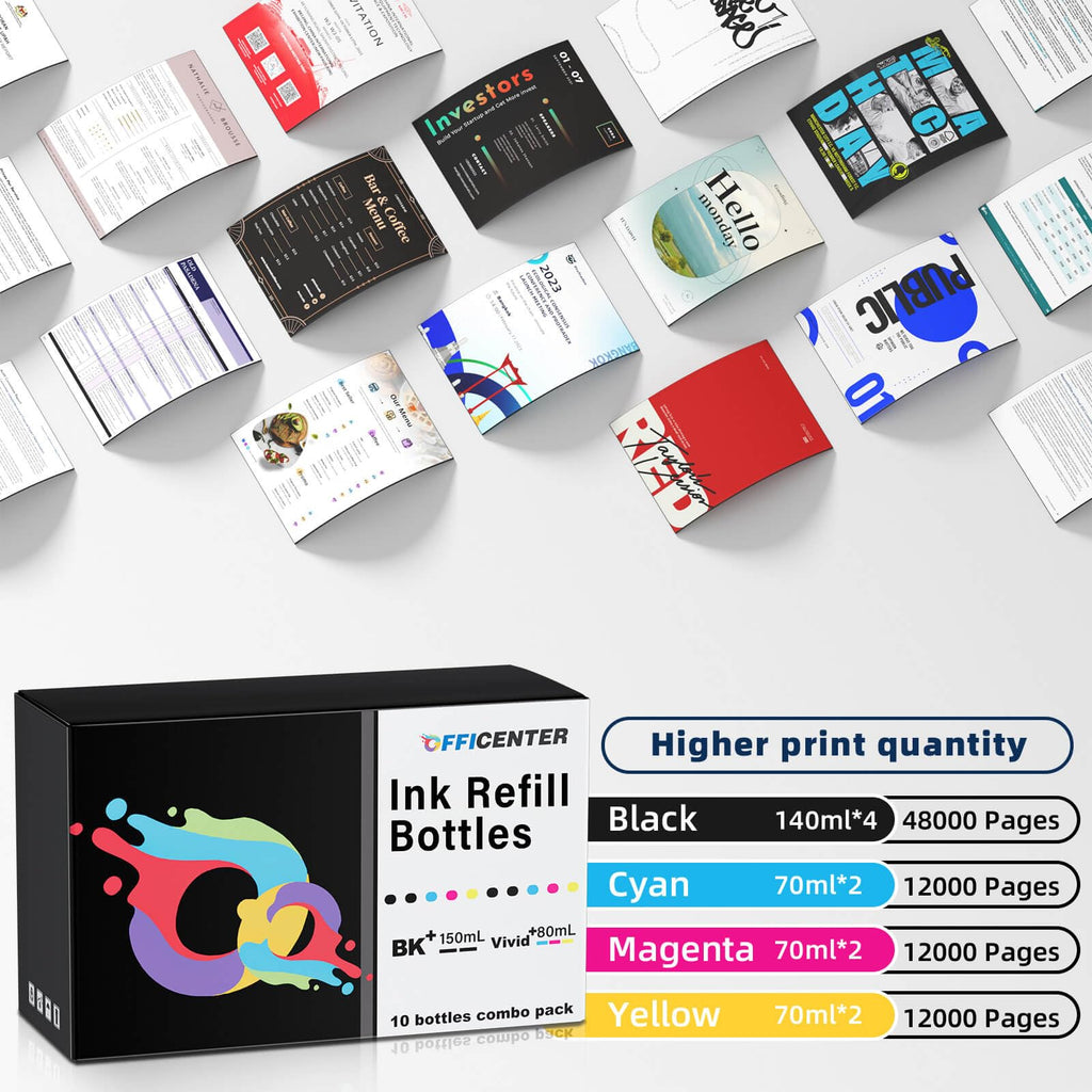 OFFICENTER Compatible Ink Refill Bottles for ET2760 ET-4760 ET2750 ET-3760 ET-2850 ET-15000 ST-4000 ST-2000 ET-3710 ET-3850 ET-3750 ET-4850 ET-3830 ET4750 ET2700 ST3000 ET3700 Printer(2BK C M Y)