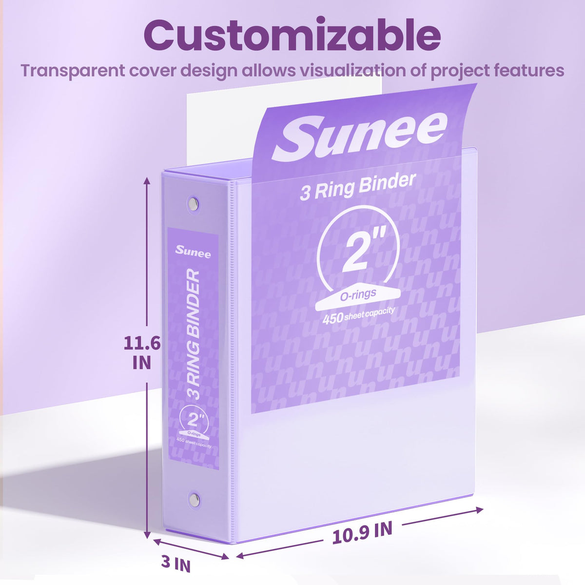 SUNEE 3 Ring Binder 1 Inch 4 Pack, Clear View 1" Binders Three Ring PVC-Free (Fit 8.5x11 Inches) for School or Office Supplies, Assorted Pastel