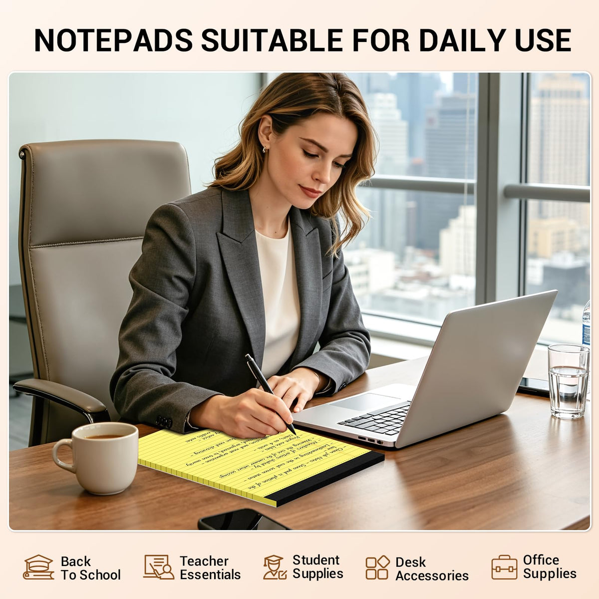 Colored Legal Pads 8.5 x 11, 3 Pack Notepads 8.5 x 11 Wide Ruled Note Pads