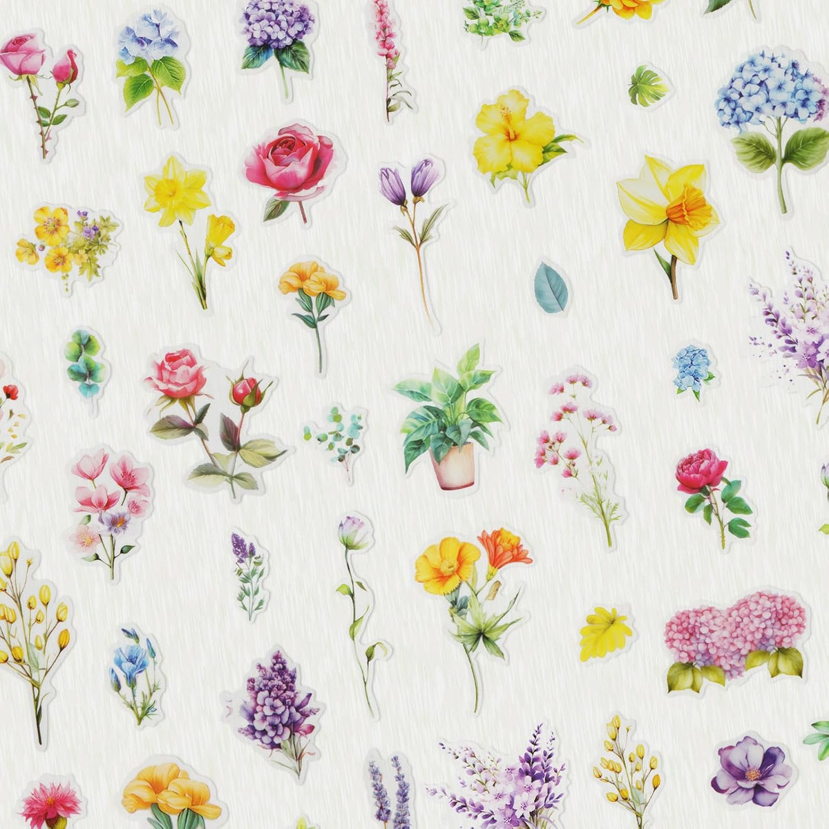 Kattykitty 309PCS Transparent Flower Stickers for Scrapbooking