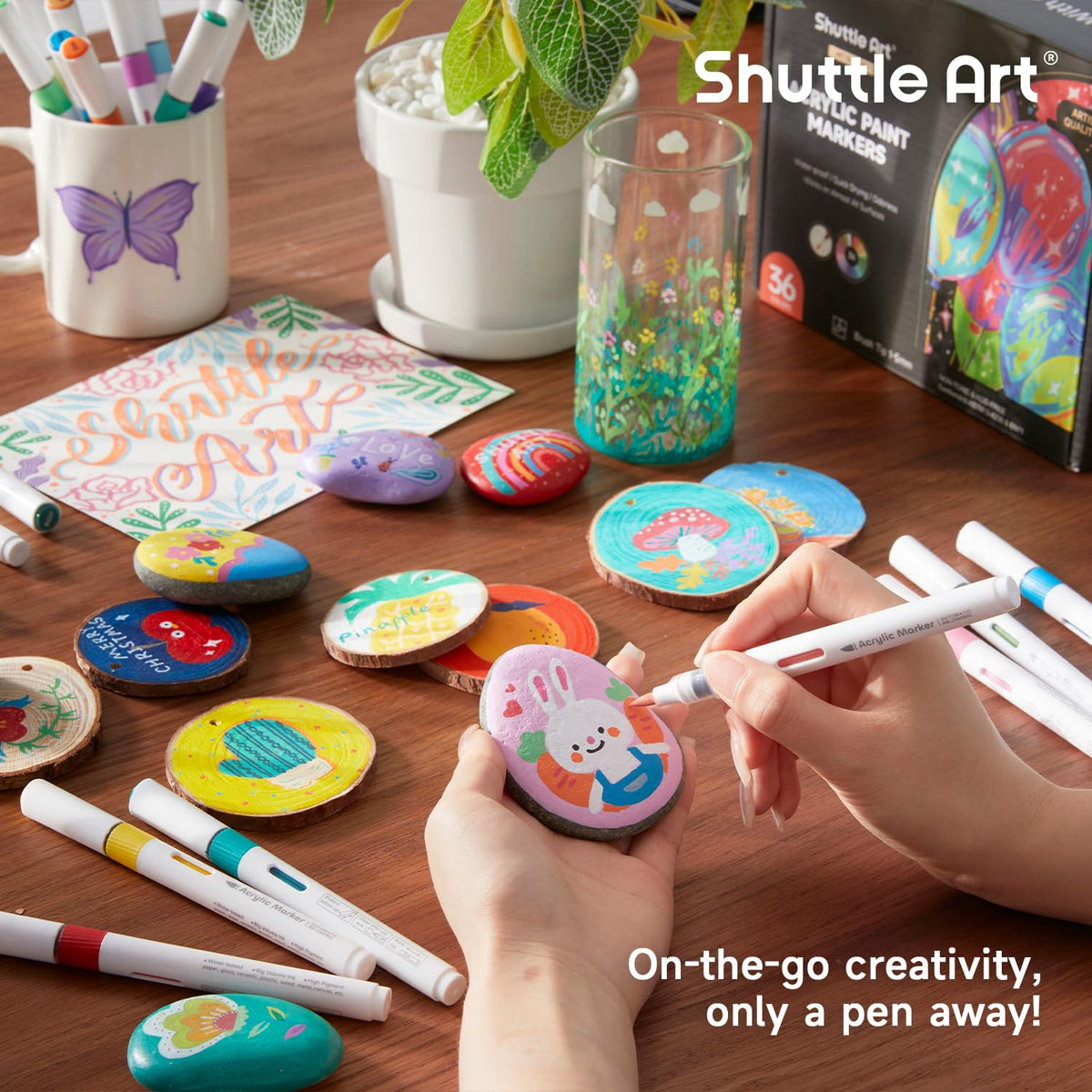 Shuttle Art 96 Colors Dual Tone Refillable Acrylic Markers with 100 Refills
