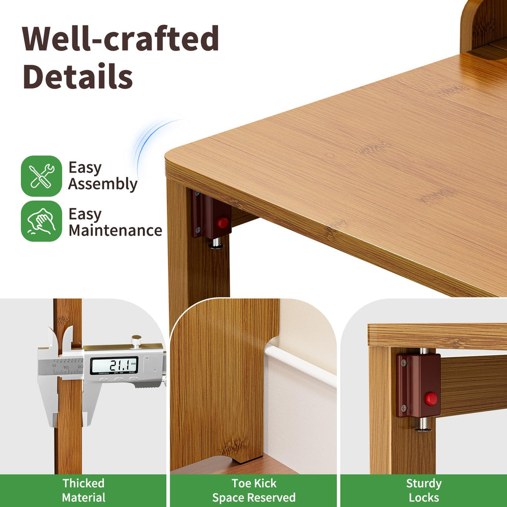 Dezyfurni Bamboo Folding Student Desk with Storage