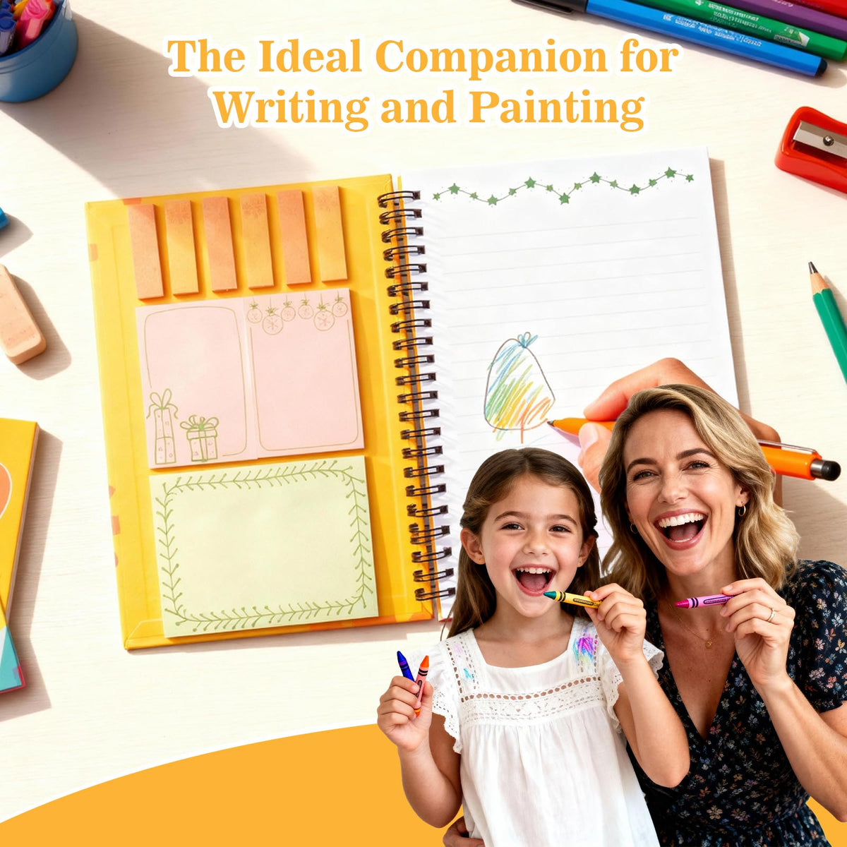 A5 Spiral Sticky Notebook,with 9 pads of decorated sticky notes and a handy notebook,for Bible study;Note Pads Teacher Appreciation Gift Writing Memo Pads School Office Supplies and Daily Life Organization (Daisy)