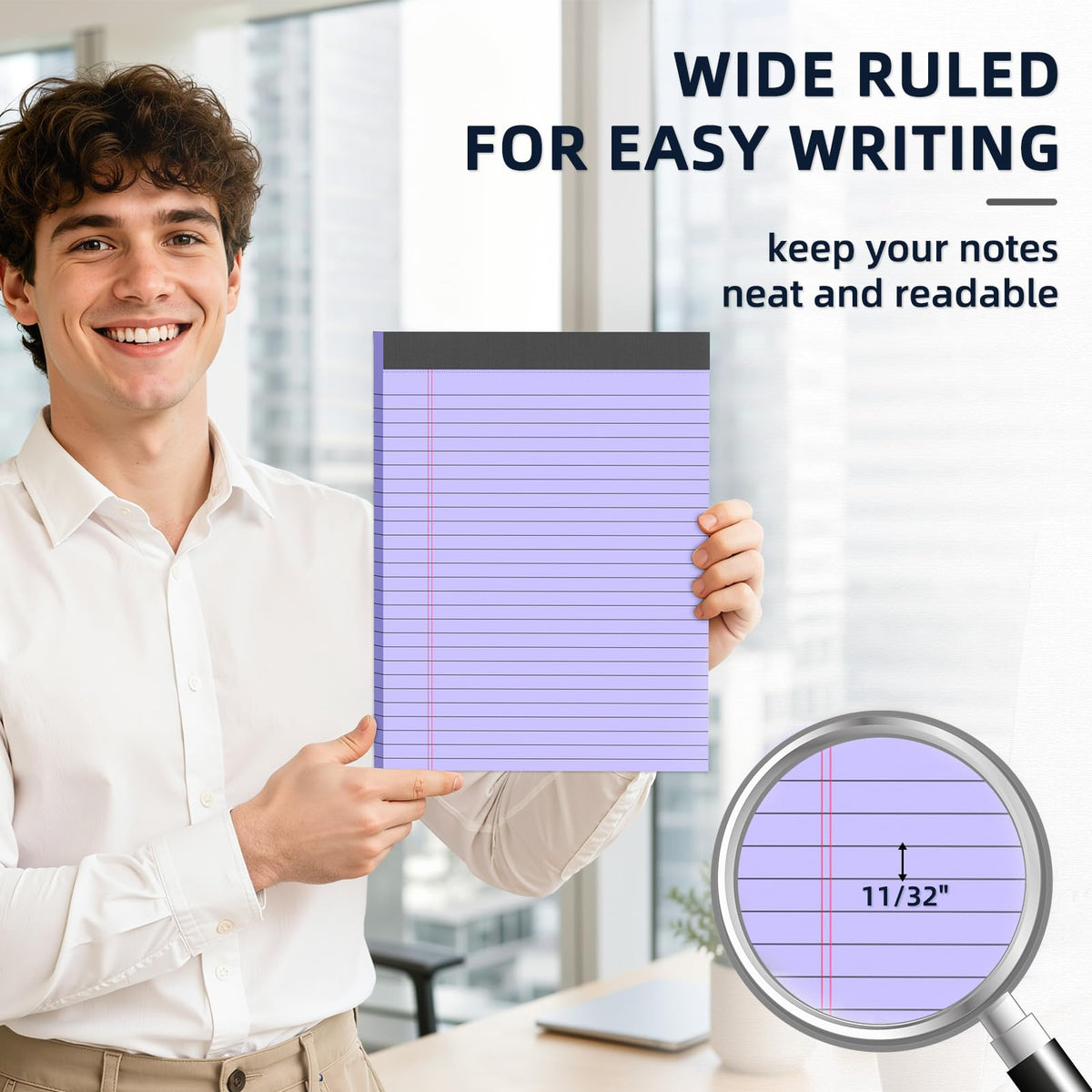 Colored Legal Pads 8.5 x 11, 3 Pack Notepads 8.5 x 11 Wide Ruled Note Pads