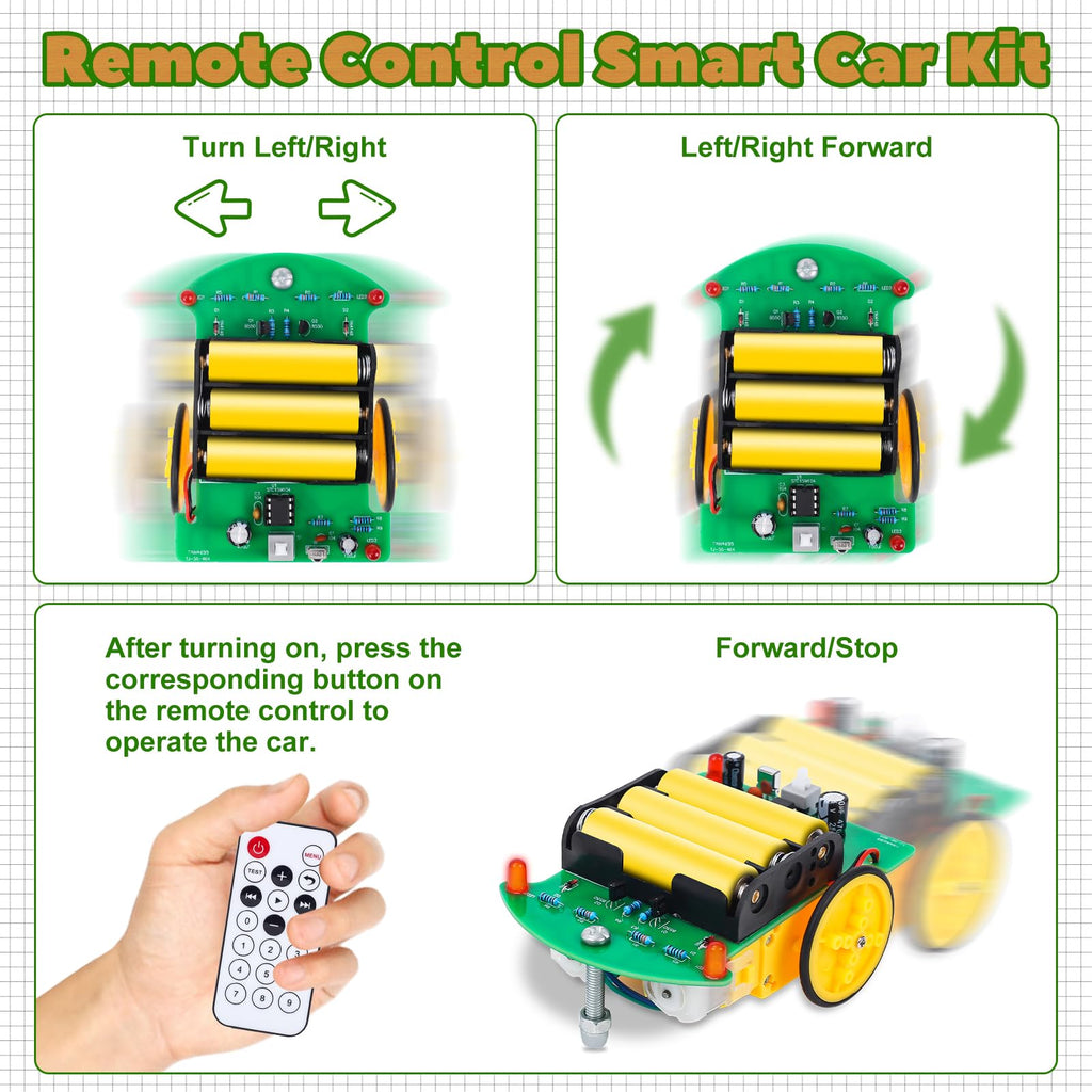 MiOYOOW Line Following Robot Car Kit, Beginners Smart Car Soldering Practice Kit STEM Educational Electronics Soldering Projects for School and Home Learning