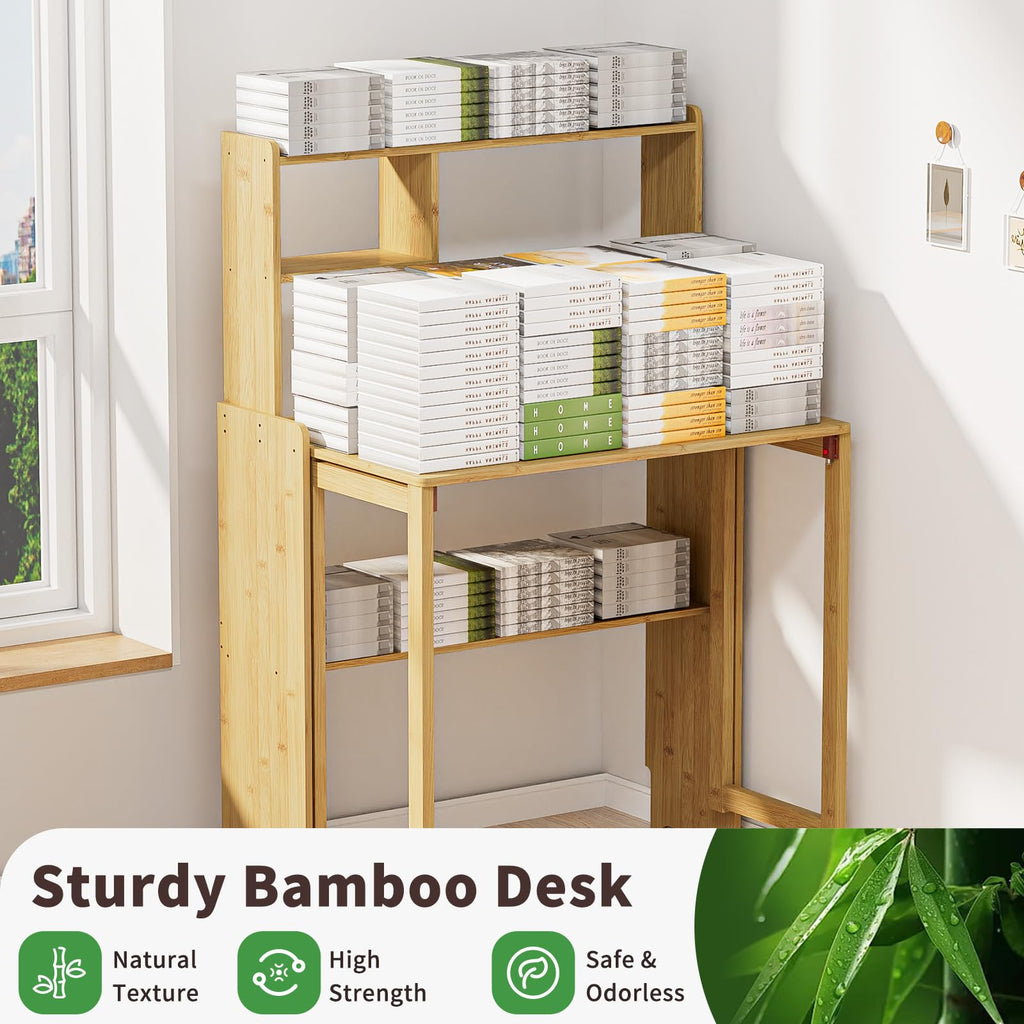 Dezyfurni Bamboo Folding Student Desk with Storage