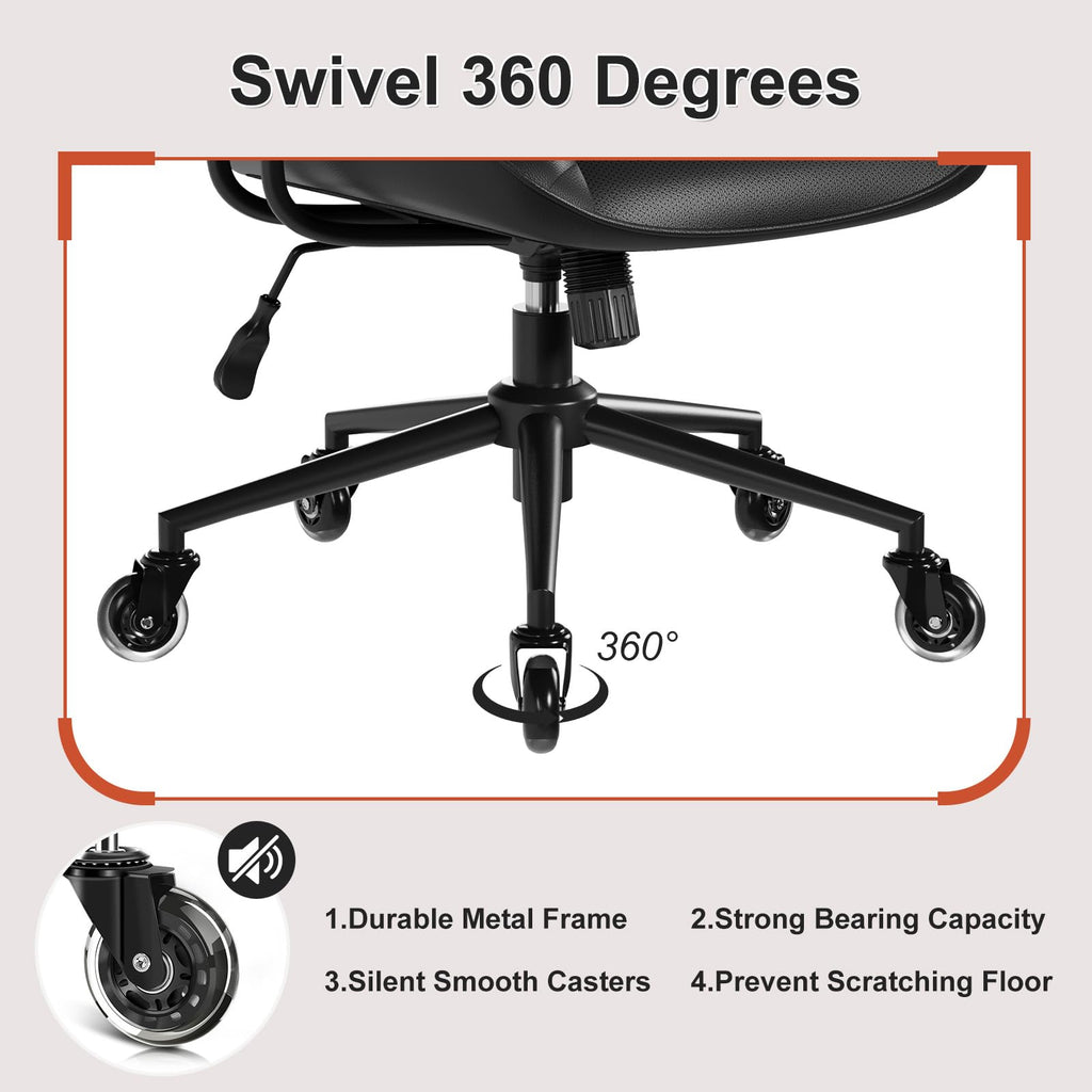 BFZ Leather Home Office Desk Chair with Lumbar Support, Brown