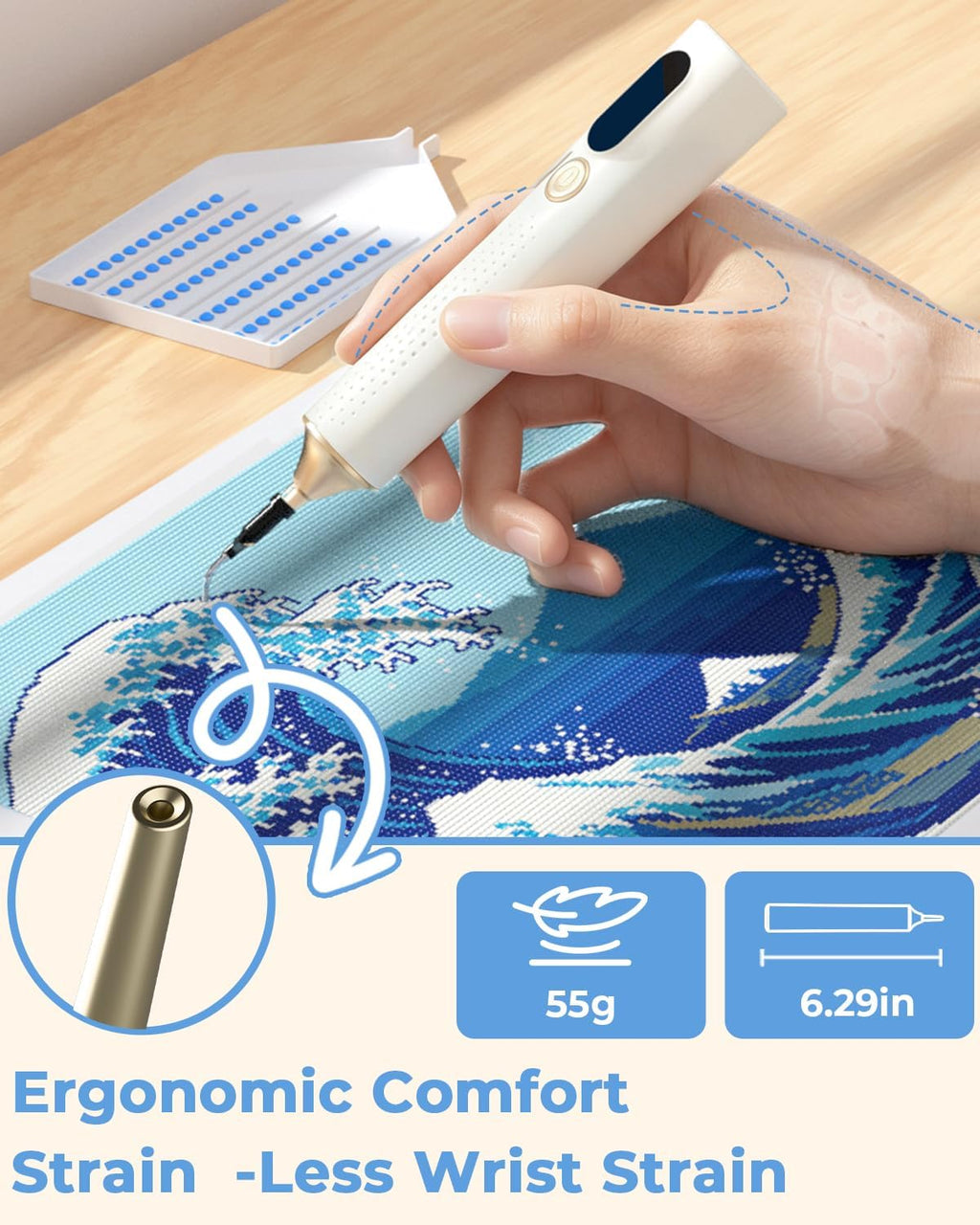 Electric Diamond Art Pen with Tips,Wireless & Quiet Diamond Painting Pen
