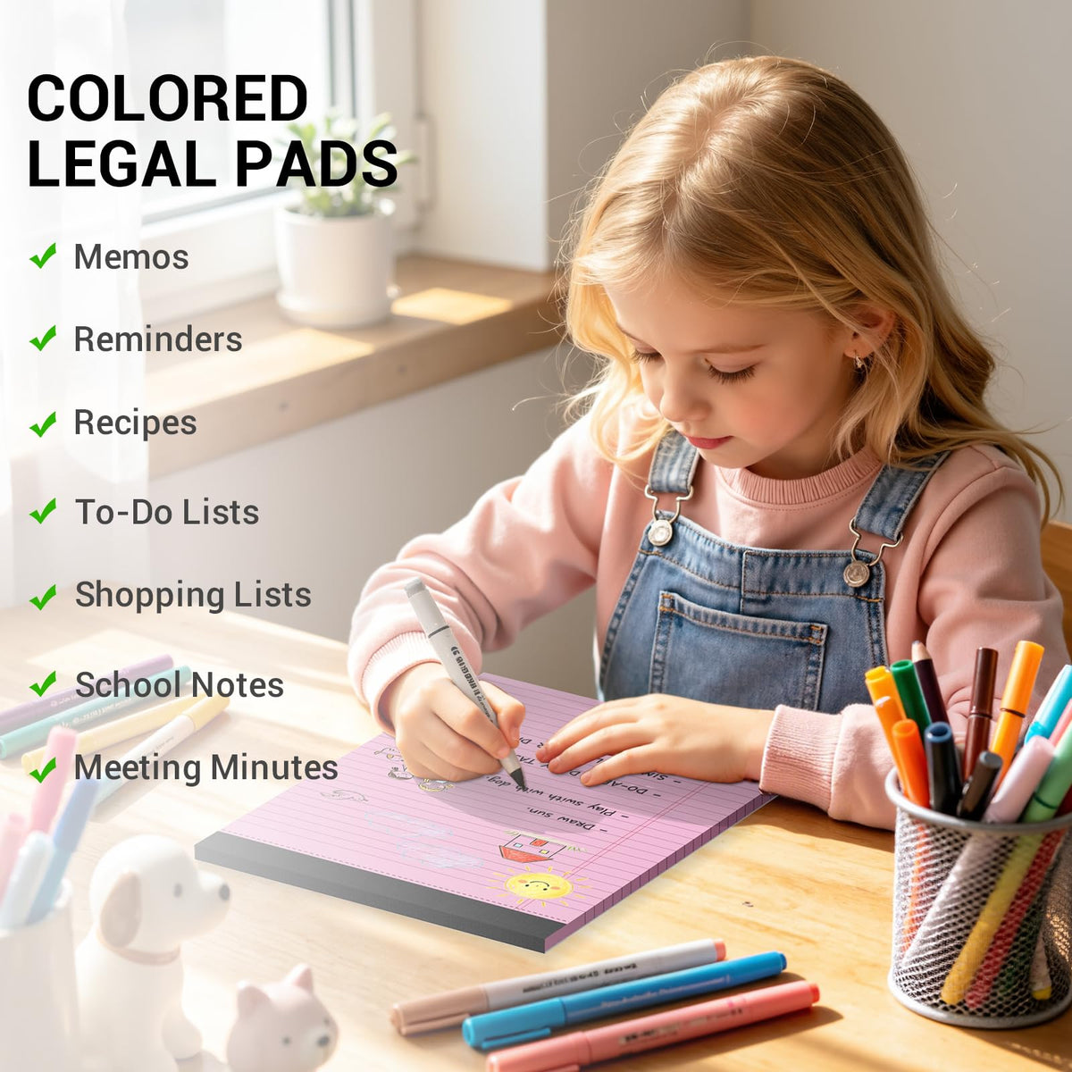 Colored Legal Pads 8.5 x 11, 3 Pack Notepads 8.5 x 11 Wide Ruled Note Pads