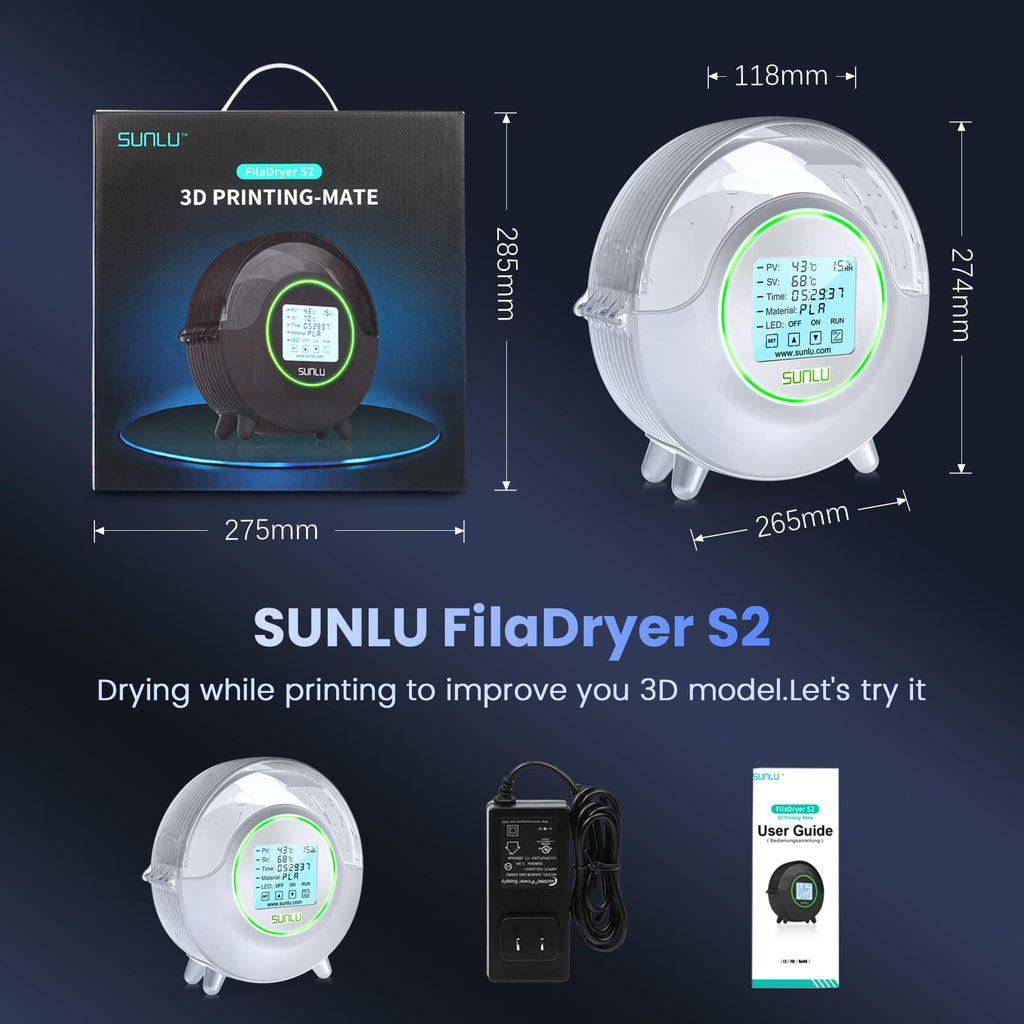 SUNLU S2 Filament Dryer for 3D Printing (Ages 13+)