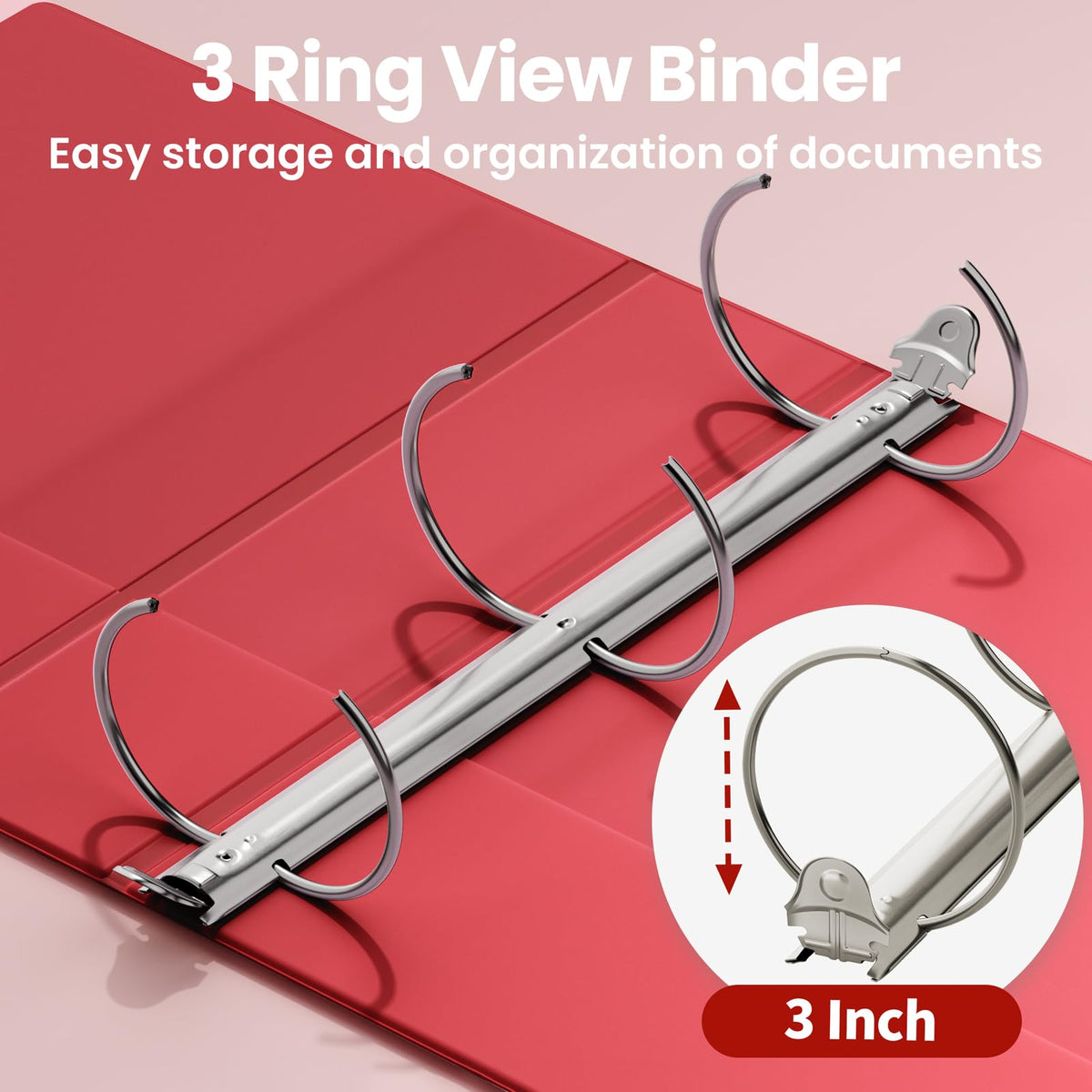 SUNEE 3 Ring Binder 1 Inch 4 Pack, Clear View 1" Binders Three Ring PVC-Free (Fit 8.5x11 Inches) for School or Office Supplies, Assorted Pastel