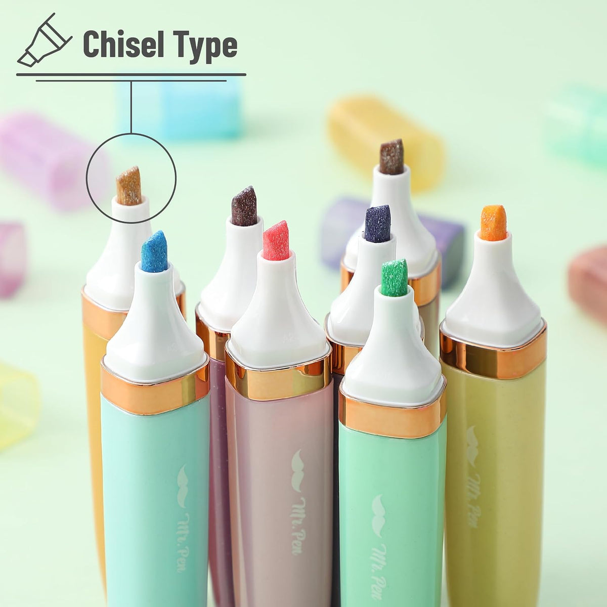Mr. Pen- Glitter Highlighters, 8 Pack, Pastel & Metallic Colors