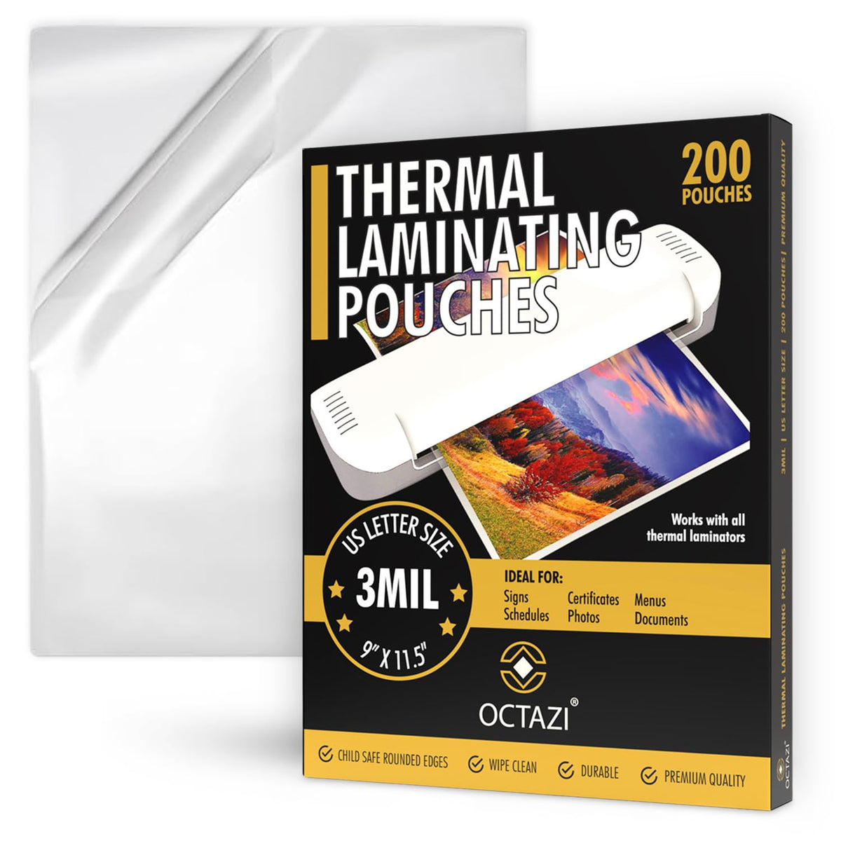 OCTAZI: Letter Size Thermal Laminating Sheets (3 Mil, 100-Count)