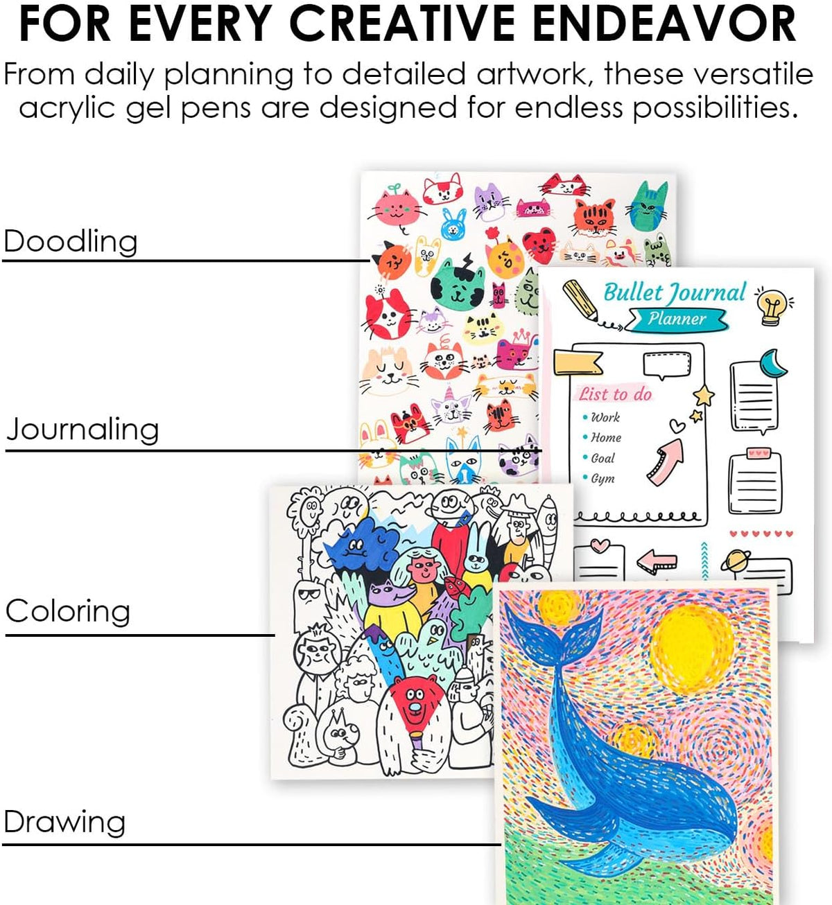 Grabie Acrylic Gel Pens Coloring Kit with Book, Pack of 12 Ocean Colors