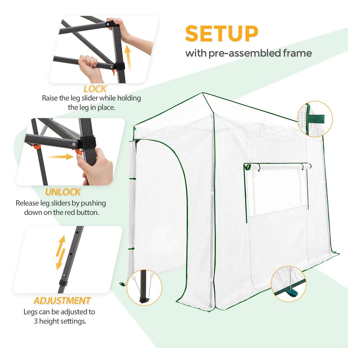 EAGLE PEAK Pop-Up Walk-In Greenhouse (Multiple Sizes)