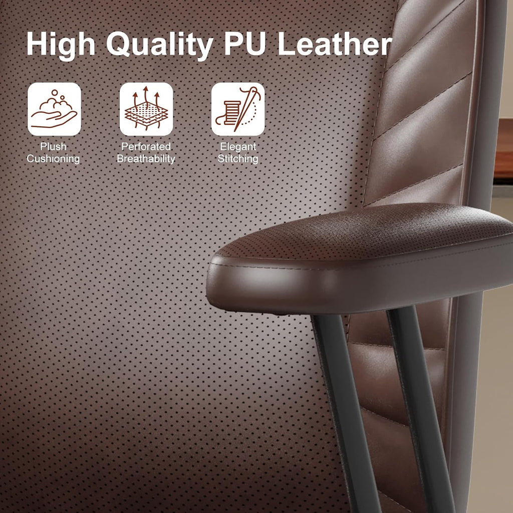 BFZ Leather Home Office Desk Chair with Lumbar Support, Brown