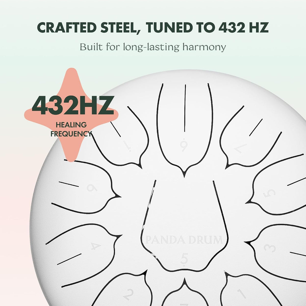 Panda Drum Plus 11" Steel Tongue Drum — Multi-Note Hand Pan with Accessories